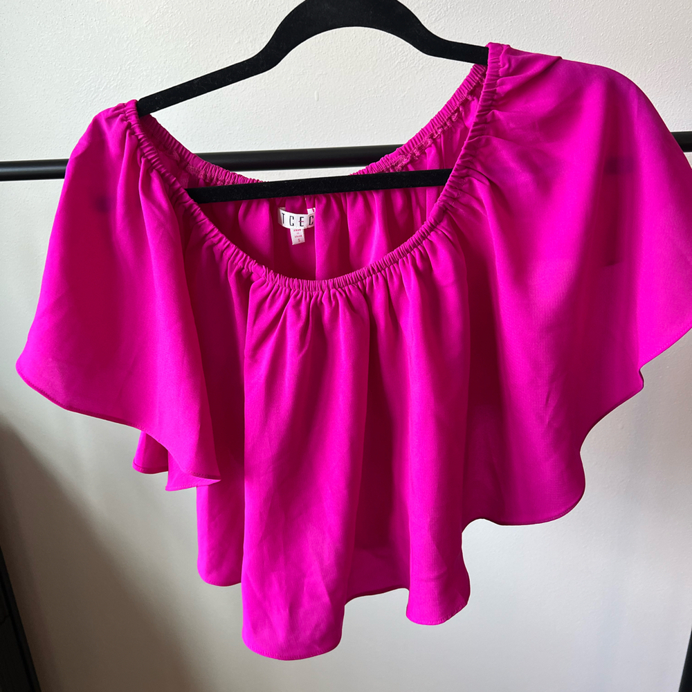Magenta off the shoulder crop top